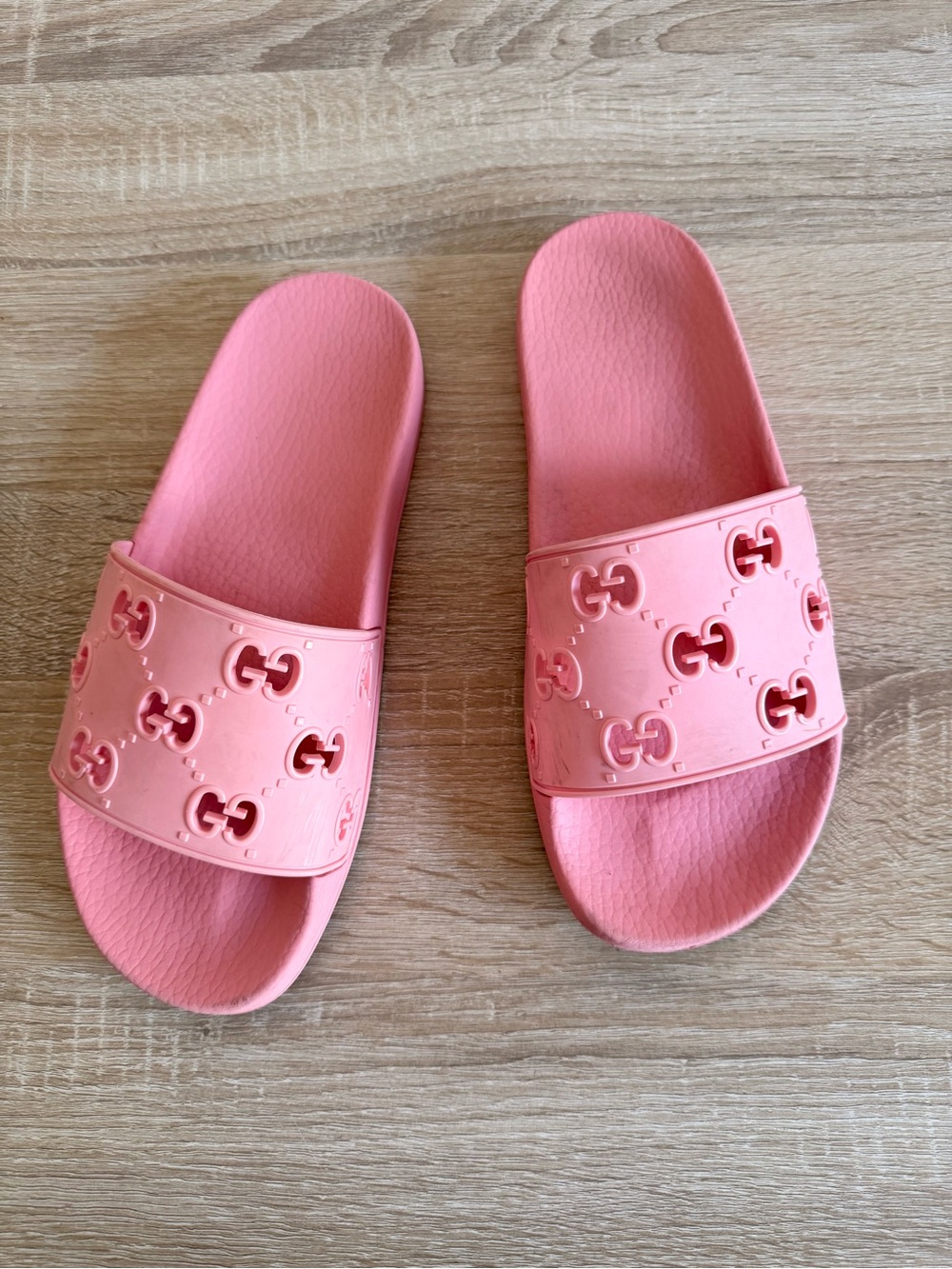 Rubber GG Slide Sandals Slippers Rose pink Sz 39/8.5